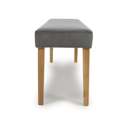 Flair Durham Large Backless Brushed Velvet Grey Bench