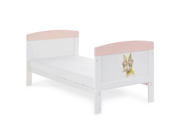 Obaby Grace Inspire Cot Bed - Watercolour Rabbit Pink
