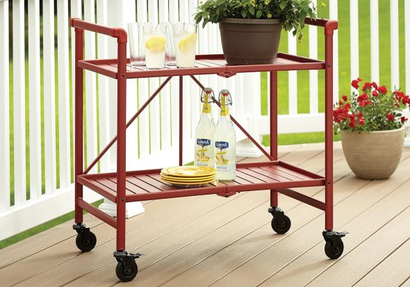 Cosco Intellifit Outdoor/Indoor Folding Serving Cart Slatted