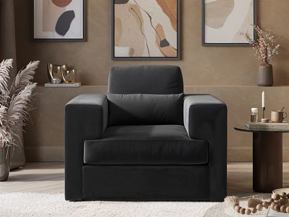 Solace+Co Rose Armchair in Charcoal Velvet