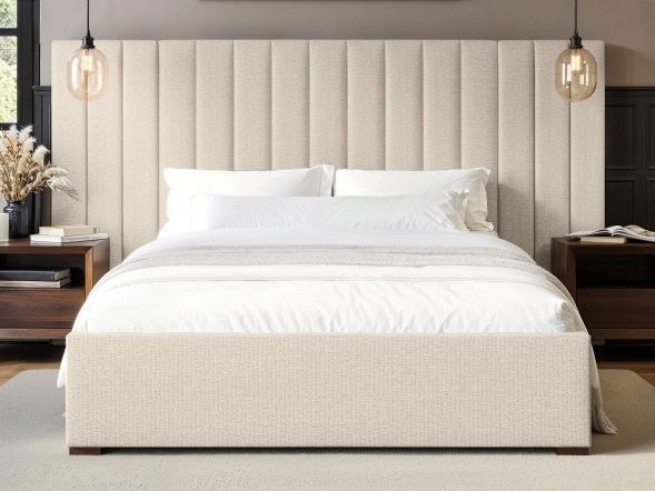 Flair Rosita Hotel Bed with Wide Panelled Headboard Cream
