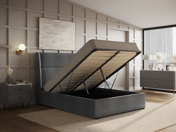Flair Grey Fabric Rumba Ottoman Bed