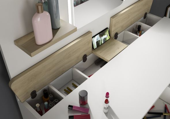 Trasman Secret Vanity Table Oak & White
