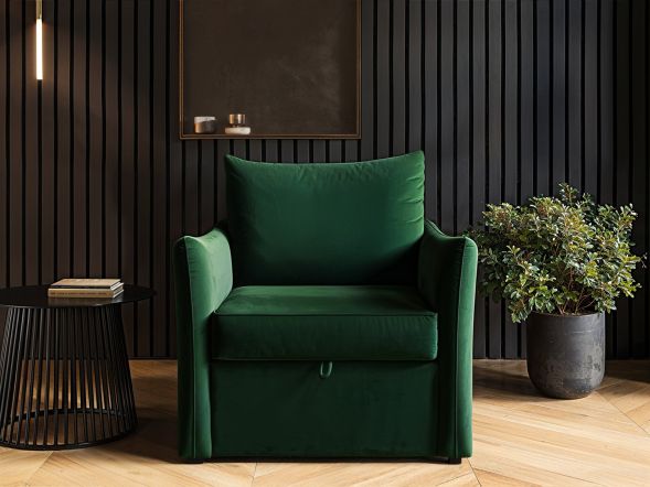 Solace+Co Skyler Armchair Bed Bottle Green Velvet