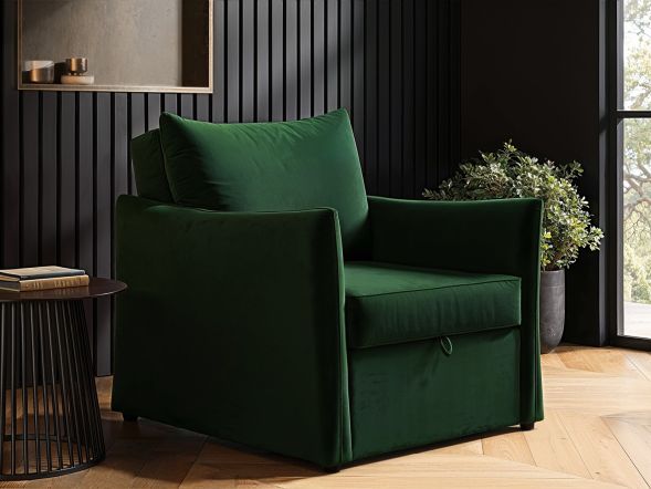 Solace+Co Skyler Armchair Bed Bottle Green Velvet