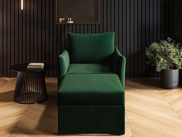 Solace+Co Skyler Armchair Bed Bottle Green Velvet