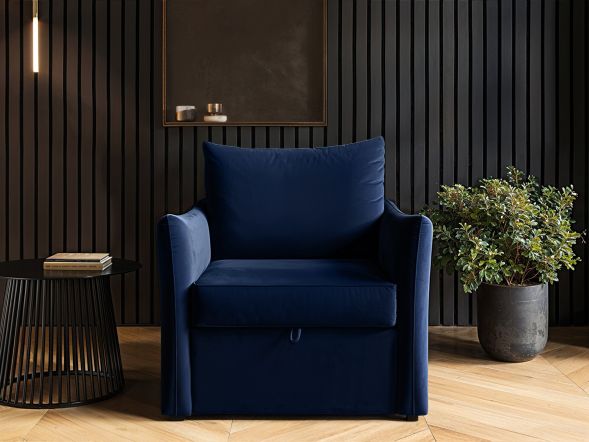Solace+Co Skyler Armchair Bed Navy Velvet