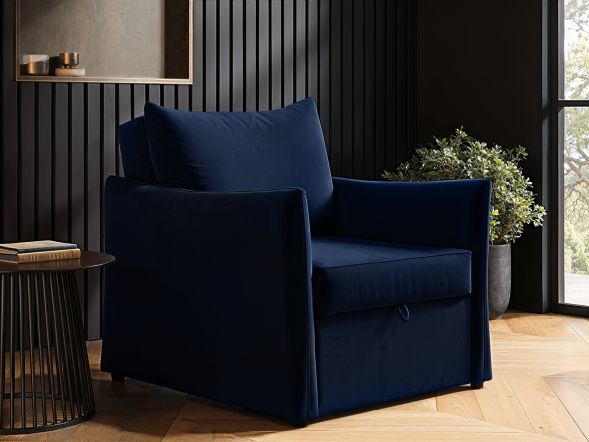 Solace+Co Skyler Armchair Bed Navy Velvet