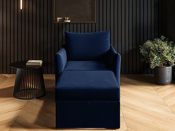 Solace+Co Skyler Armchair Bed Navy Velvet