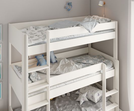 Noomi White Triple Stak Solid Wood Bunk Bed (FSC-Certified)
