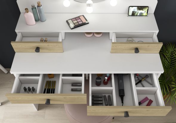 Trasman Star Vanity Table Oak & White
