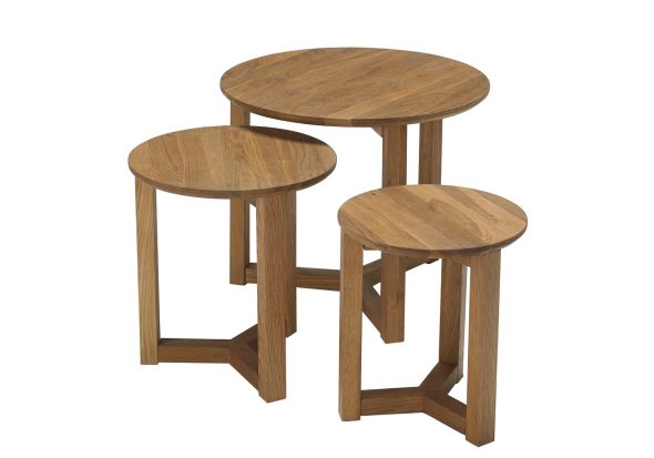 LPD Stow Solid Oak Nest of Three Tables