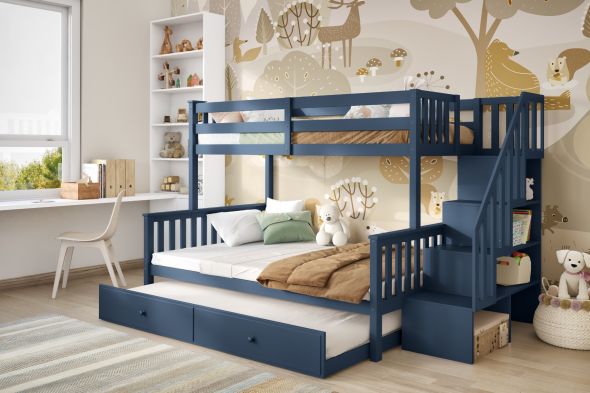 Flair Tag Triple Staircase Bunk With Trundle