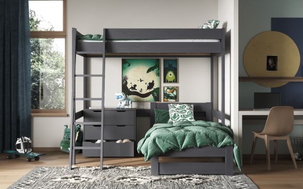 Noomi Tera Small Double High Sleeper With Small Double L Shaped Bed (FSC-Certified)
