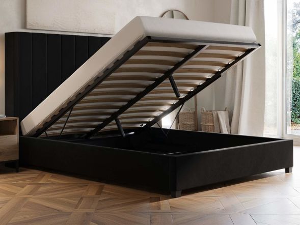 Flair Tiggy Ottoman Bed with Winged Headboard Black Velvet