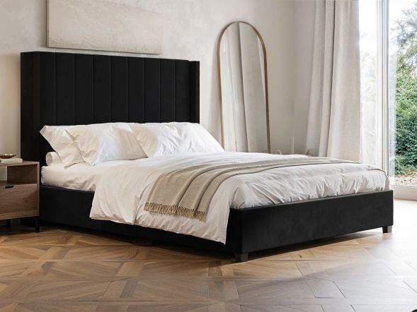 Flair Tiggy Ottoman Bed with Winged Headboard Black Velvet
