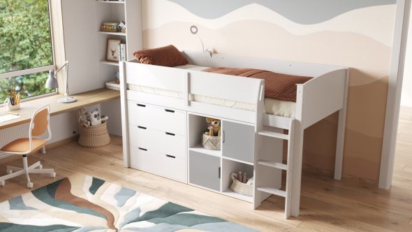 Flair Loop Mid Sleeper Bed Full Storage Set With Doors
