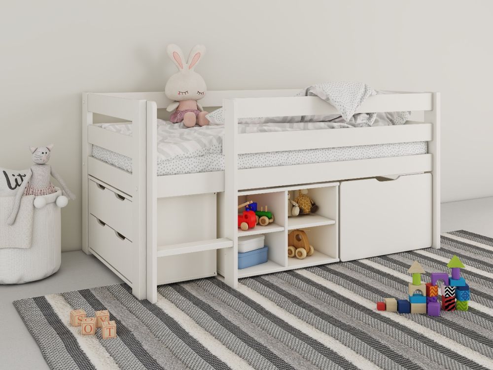 Noomi Solid Wood Shorty Midsleeper White (FSC-Certified)
