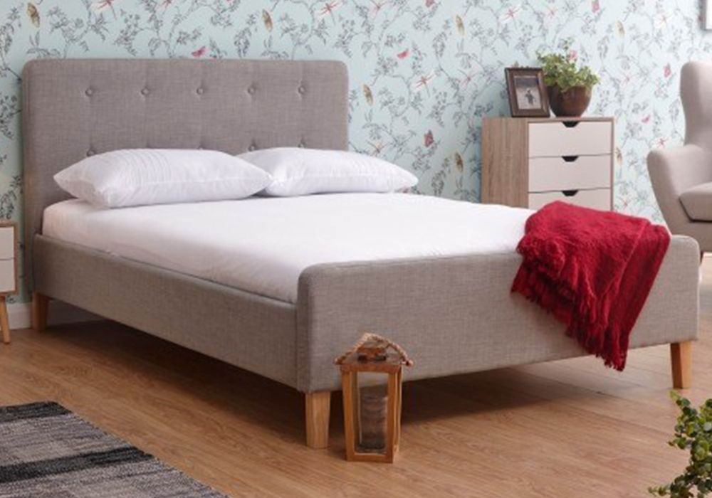 GFW Ashbourne Light Grey Fabric Bed Frame
