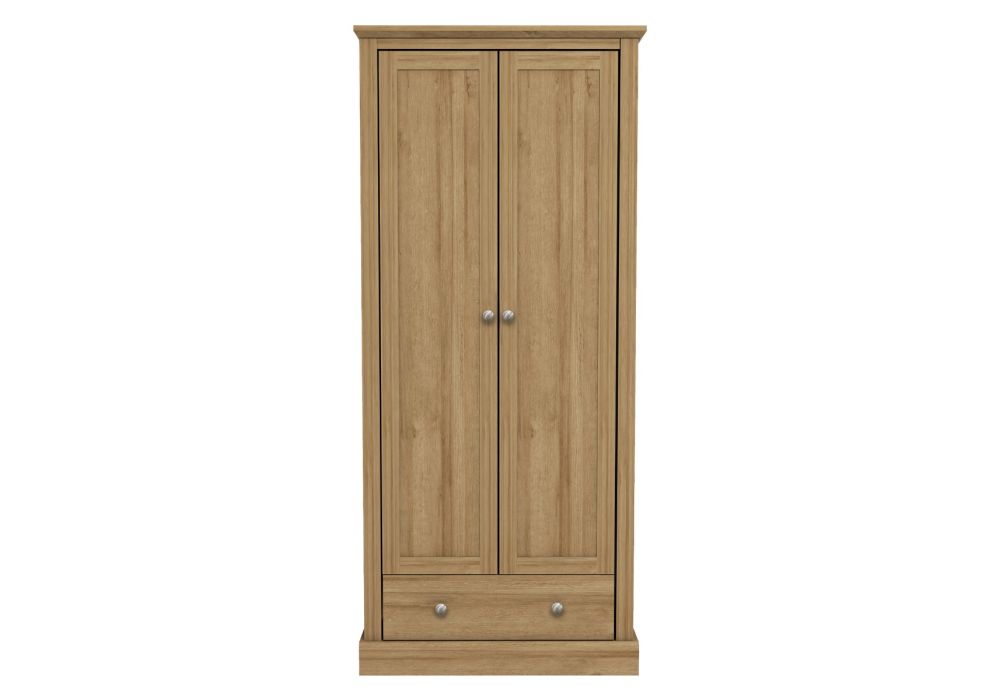 LPD Devon 2 Door 1 Drawer Oak Wardrobe