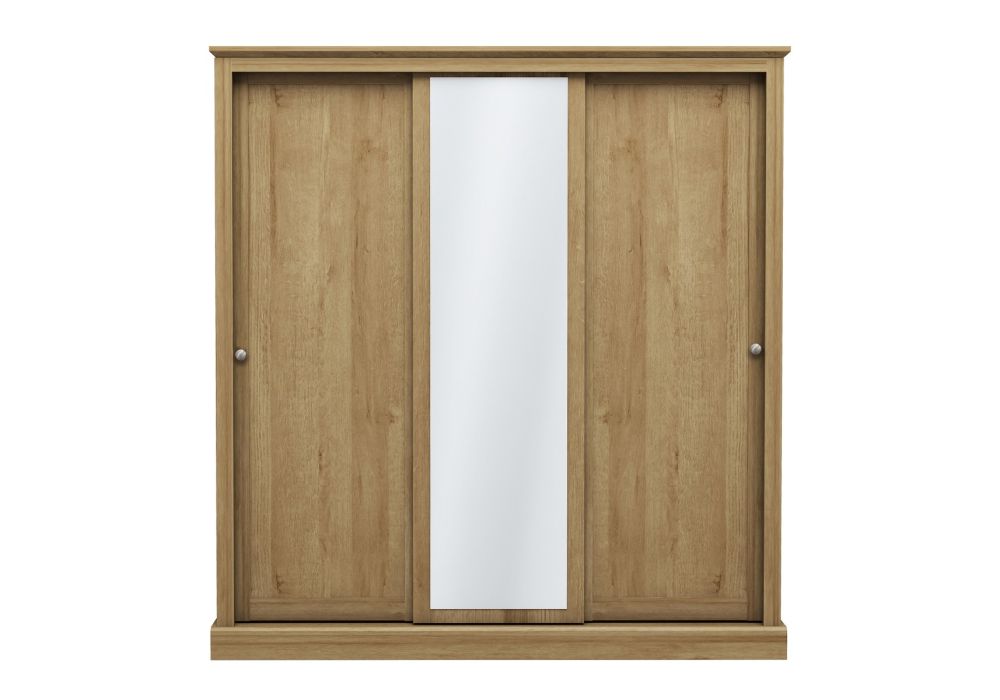 LPD Devon Oak 3 Door Sliding Mirrored Wardrobe
