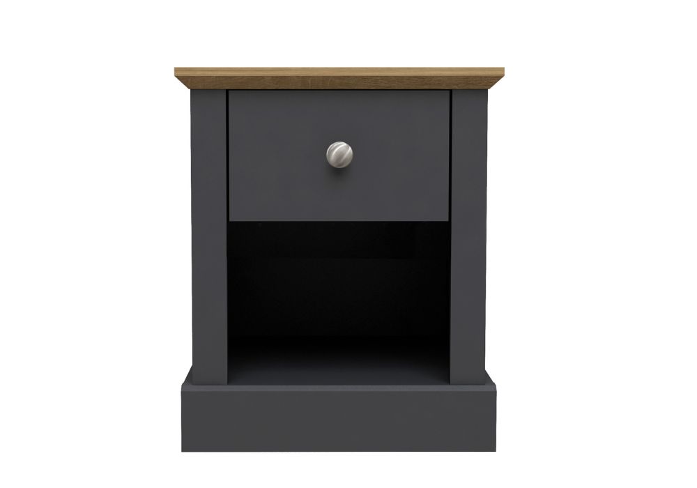 LPD Devon 1 Drawer Charcoal & Oak Lamp Table