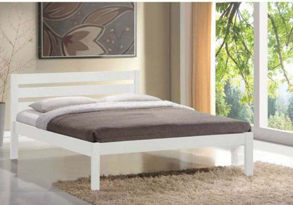 Contemporary white shaker style bed made from solid wood by Flintshire Furniture