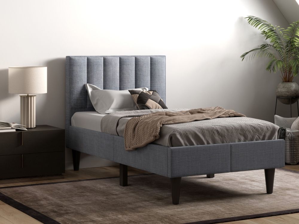 Flair Riverside Fabric Bed Grey-Single

