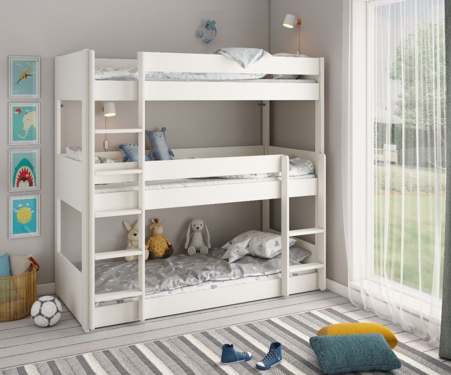 Noomi White Triple Stak Solid Wood Bunk Bed (FSC-Certified)
