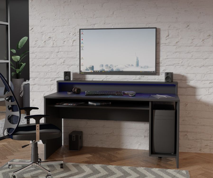 Flair Power Y LED Gaming Desk Black
