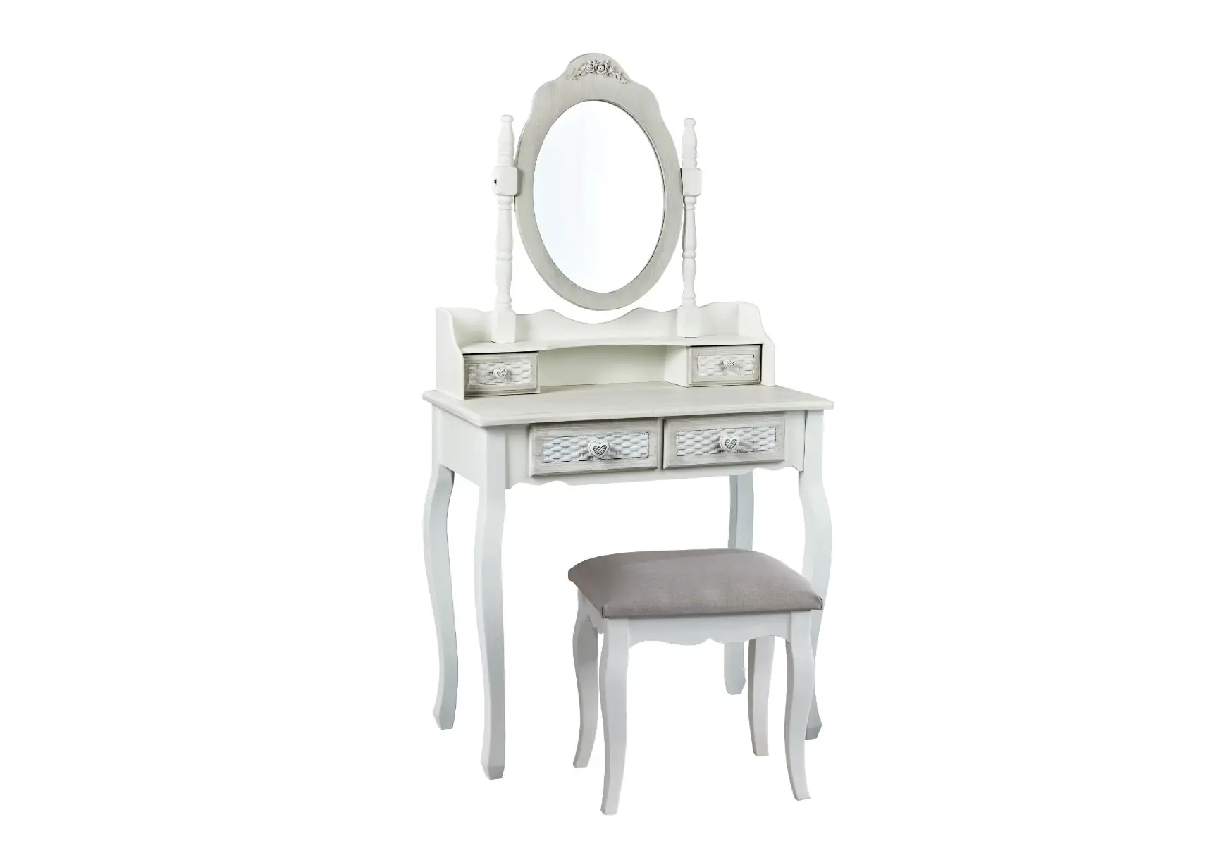 White vintage-styled dressing table with stool