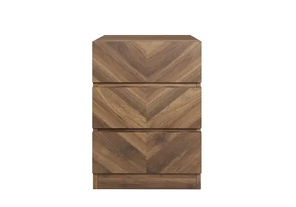 GFW Catania 3 Drawer Bedside Table modern style herringbone inspired design available in an oak or walnut effect finish