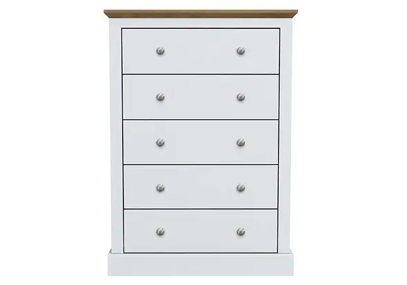 LPD Devon White & Oak 5 Drawer Chest
