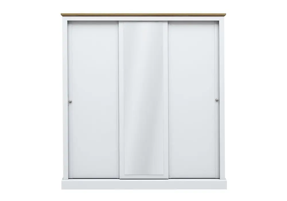 LPD Devon White & Oak 3 Door Sliding Mirrored Wardrobe
