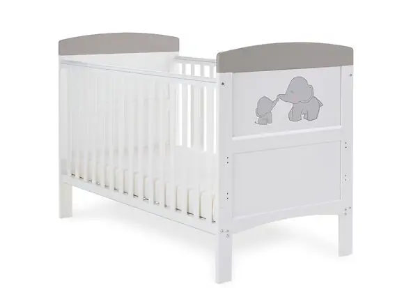 Obaby Grace Inspire Cot Bed - Me & Mini Me Elephants - Grey
