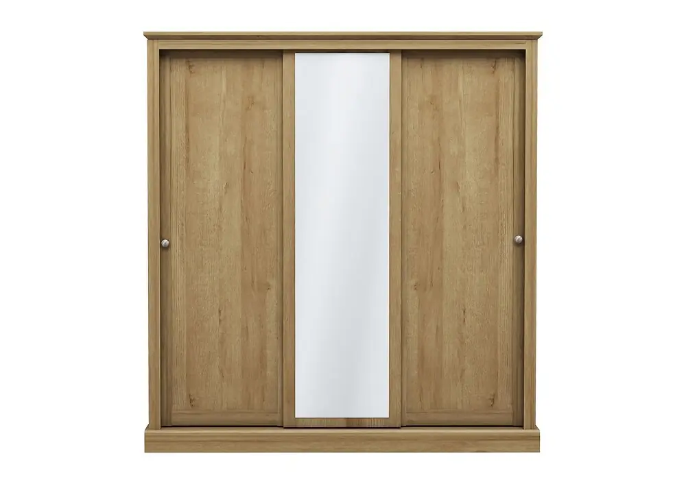 LPD Devon Oak 3 Door Sliding Mirrored Wardrobe
